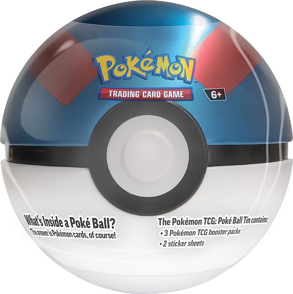 Pokemon Tin Kasse - Poke Ball (Pokeball) Tin: Great Ball (2024) (3 Boosters + Stickers)