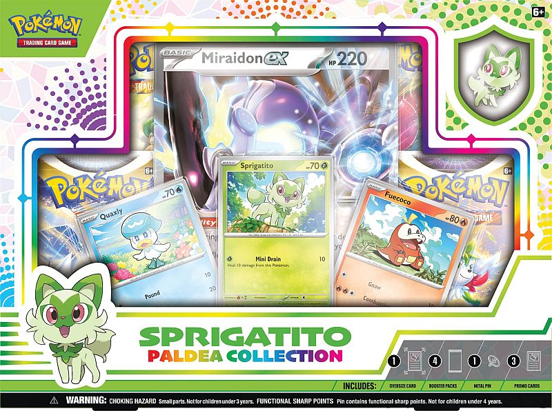 Pokemon Box: Paldea Collection: Sprigatito + Oversize Miraidon ex (4 Boosters)