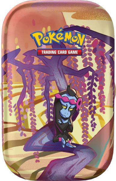 Pokemon Tin Kasse - 2024 Summer Scarlet & Violet: Shrouded Fable Mini Tin: Munkidori (2 Boosters & Klistermærker)