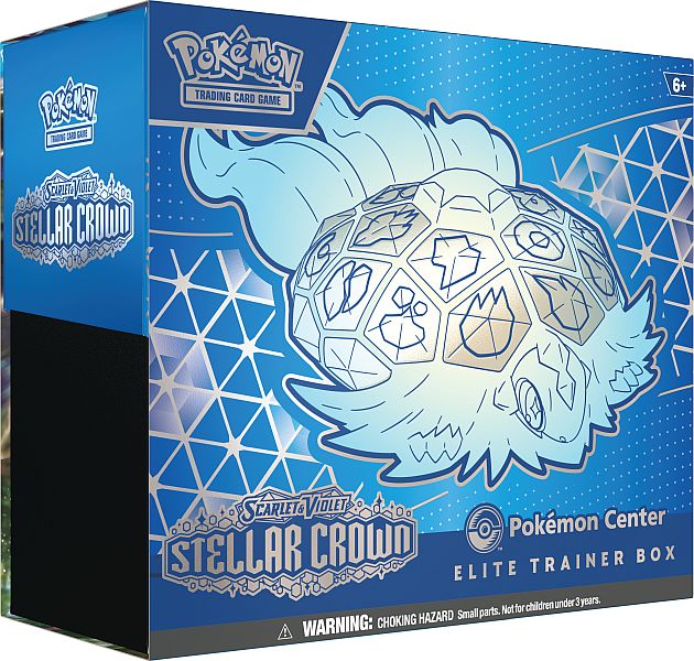 Pokemon Scarlet & Violet: Stellar Crown - Pokemon Center Elite Trainer Box (Terapagos/Noctowl) - Boks med 11 Boosters, Promokort & Tilbehør