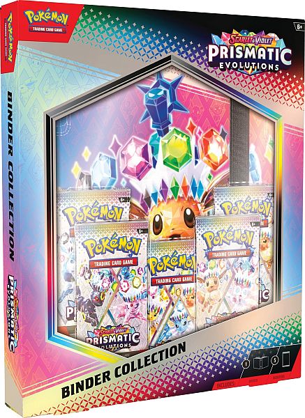 Pokemon Scarlet & Violet: Prismatic Evolutions - Binder Collection (5 Boosters + 9-Pocket Mappe, Holder 360+ Kort)