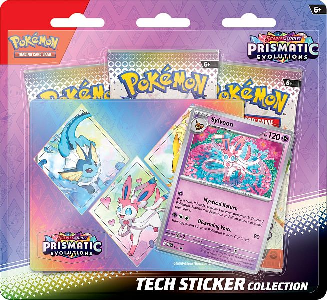 Pokemon Blister Pack - Scarlet & Violet: Prismatic Evolutions - Tech Sticker Collection Blister: Sylveon (3 Boosters)