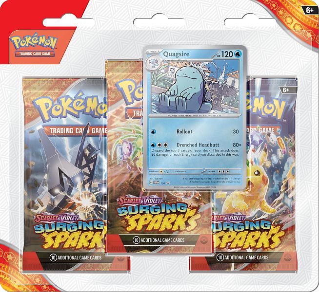 Pokemon Blister Pack - 3-Pack: 3 Scarlet & Violet: Surging Sparks Booster Pakker + Quagsire Black Star Promo