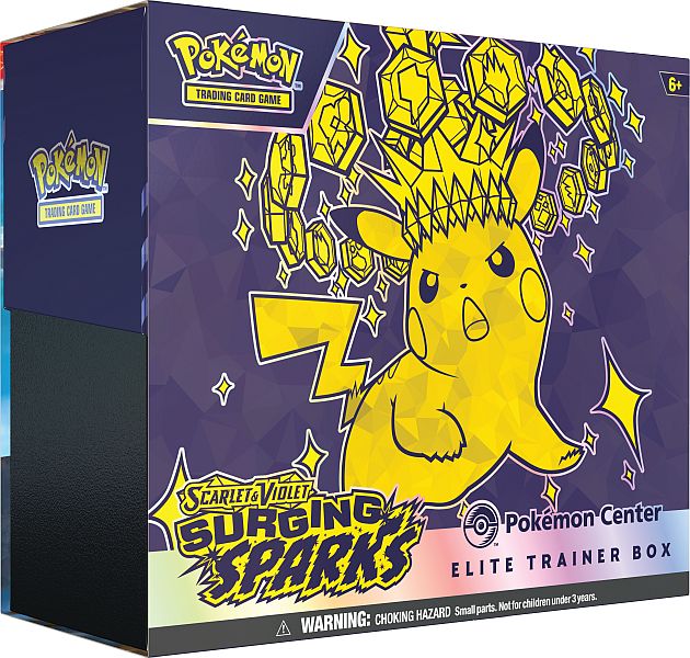 Pokemon Scarlet & Violet: Surging Sparks - Pokemon Center Elite Trainer Box (Pikachu/Magneton) - Boks med 11 Boosters, Promokort & Tilbehør