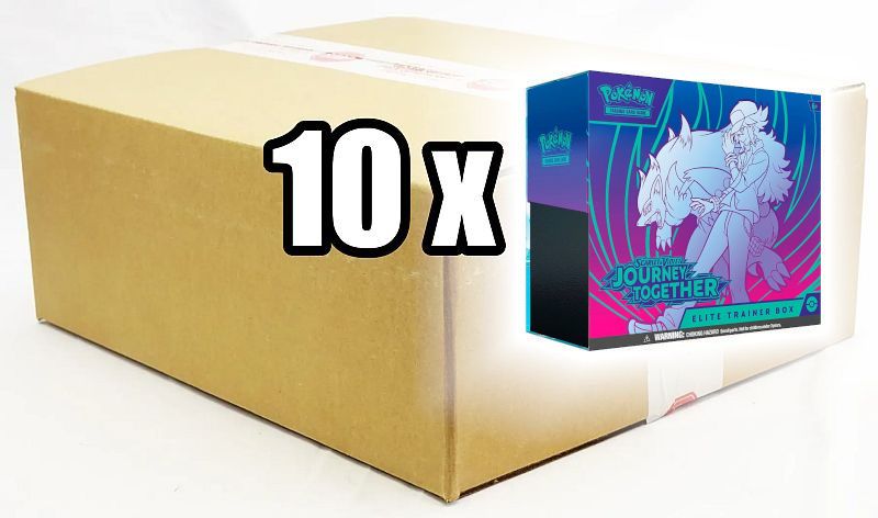 Pokemon Scarlet & Violet: Journey Together - Elite Trainer Box Case - 10 x Elite Trainer Boxes (N's Zorua/Zoroark) - Bokse med 9 Boosters, Promokort & Tilbehør